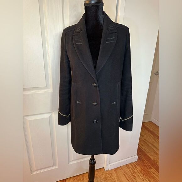 The Kooples Short Black Wool Coat sz S - Picture 4 of 16